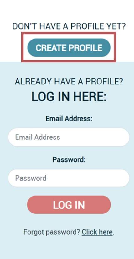 Create a profile button above the login.