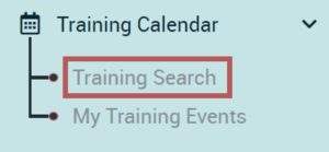 Shows Training Search under Training Calendar.