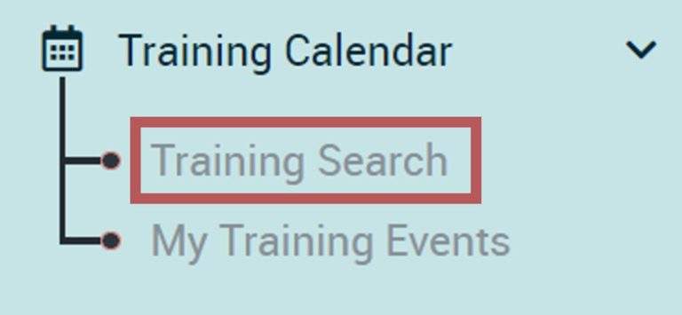 Shows Training Search under Training Calendar.