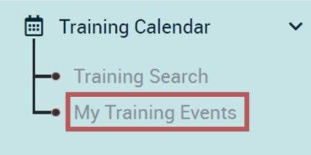 Shows My Training Events under Training Calendar