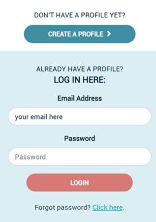 Create a profile button above the login. Log in with your email.