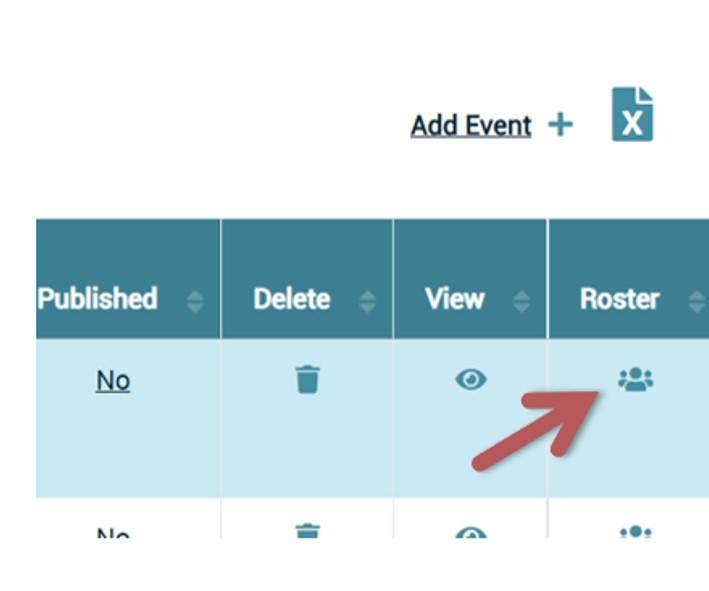 Arrow points to Roster on far right of page.