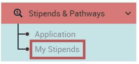 Shows My Stipends on navigation bar under Stipends & Pathways.