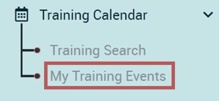 Shows My Training Events under Training Calendar